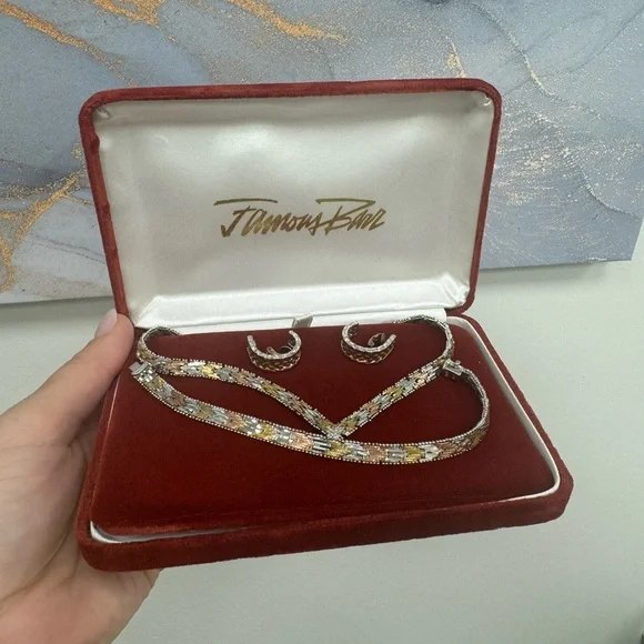 Famous Barr 3 piece tricolor 925 Sterling made in Italy jewelry set